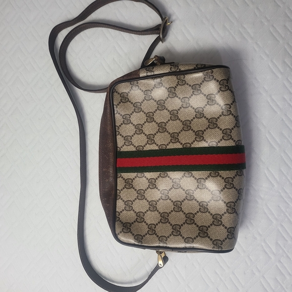 Vintage Good Condition GUCCI Shoulder Bag PVC GG Pattern Brown - Picture 2 of 12